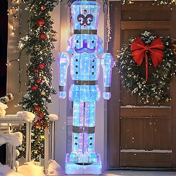 6 Ft Prismatic Nutcracker Toy Soldier Iridescent Christmas Yard Sculpture Decor - Picture 1 of 7